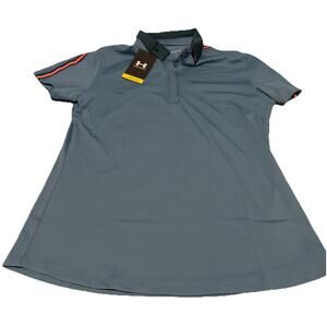 NEW Under Armour Womens Zinger Stripe Fitted SS Polo Blue 1366344 597 Golf Mediu
